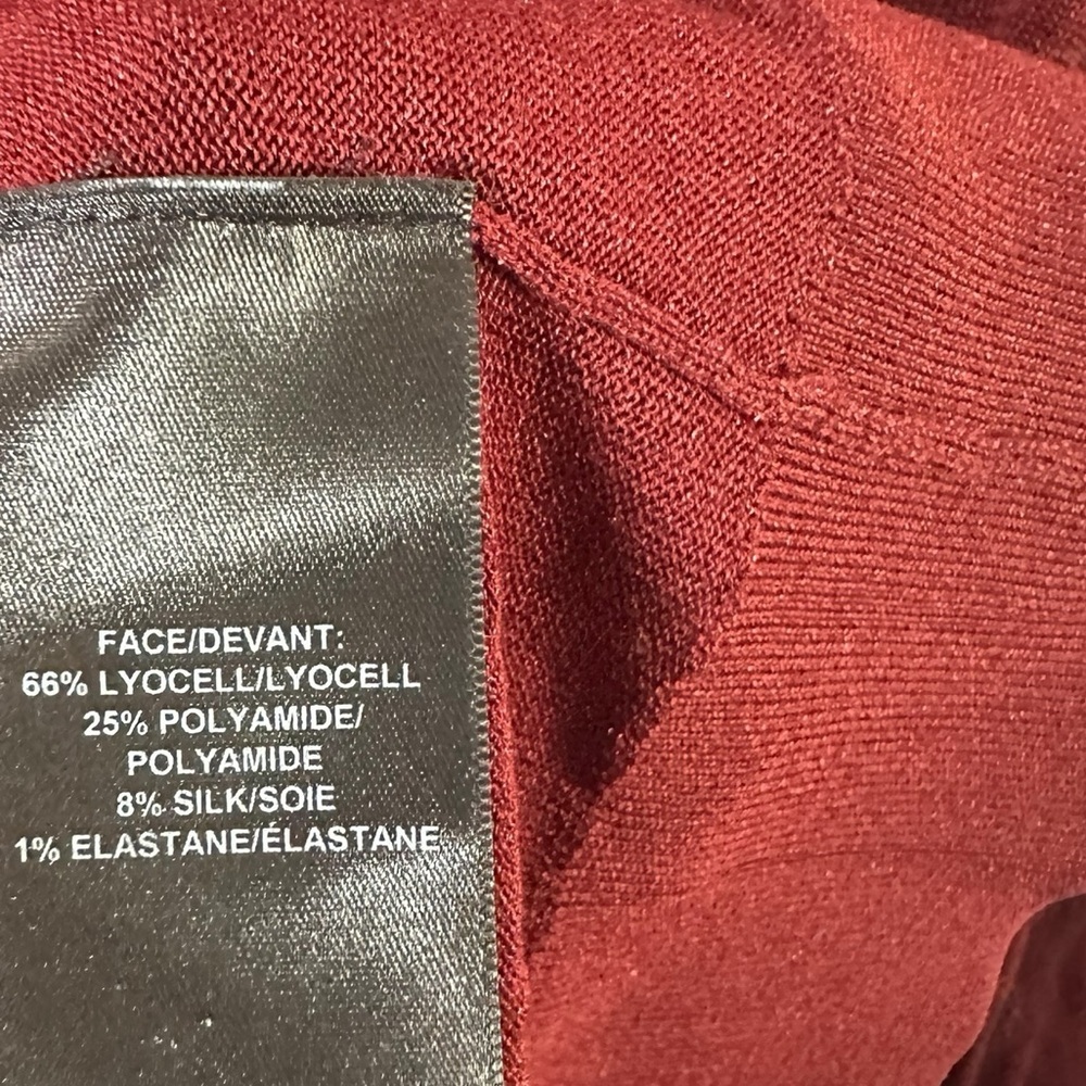 Lafayette 148 New York Women’s Ruffle Mock Neck Sweater Burgundy Medium - Picture 5 of 7